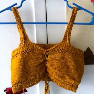 Beautiful knit crop top with tie bottom
